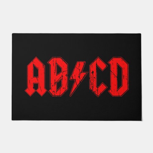 ABCD rock music funny symbol fake acdc joke school Doormat
