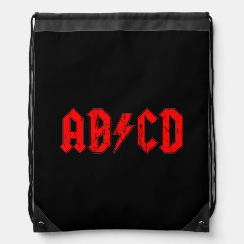 ABCD rock music funny symbol fake acdc joke school Drawstring Bag