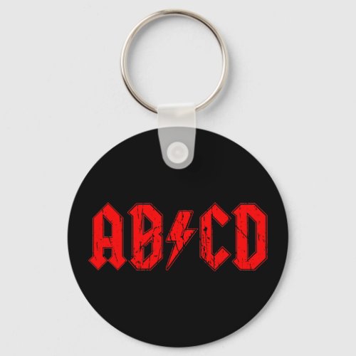 ABCD rock music funny symbol fake acdc joke school Keychain