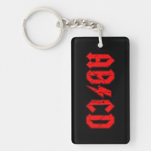 ABCD rock music funny symbol fake acdc joke school Keychain