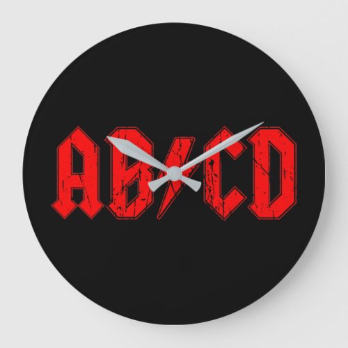 ABCD rock music funny symbol fake acdc joke school Large Clock