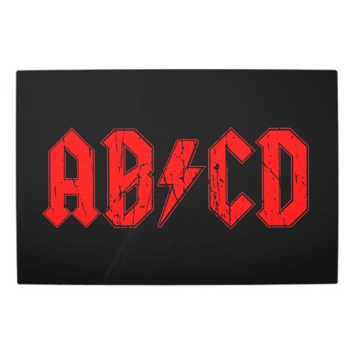 ABCD rock music funny symbol fake acdc joke school Metal Print