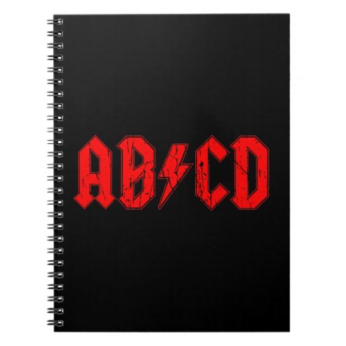 ABCD rock music funny symbol fake acdc joke school Notebook