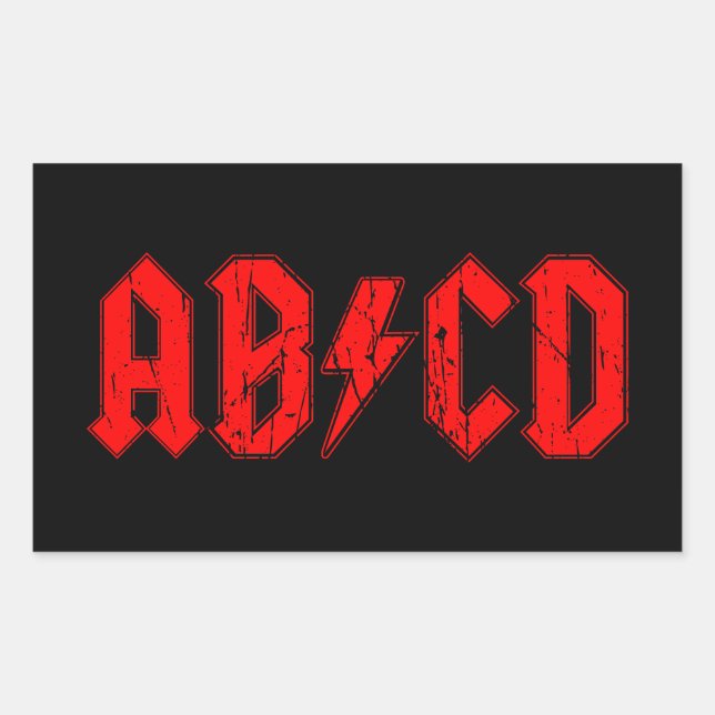 ABCD rock music funny symbol fake acdc joke school Rectangular Sticker (Front)