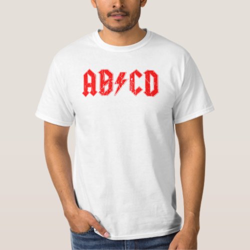 ABCD rock music funny symbol fake acdc joke school T_Shirt