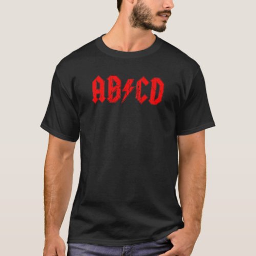 ABCD rock music funny symbol fake acdc joke school T_Shirt
