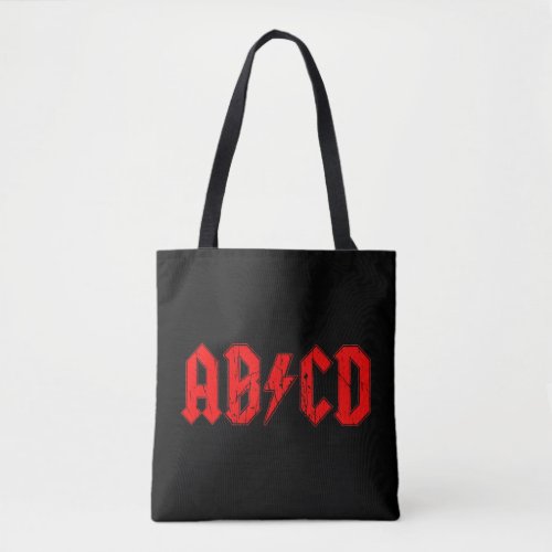 ABCD rock music funny symbol fake acdc joke school Tote Bag