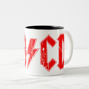 ABCD rock music funny symbol fake acdc joke school Two-Tone Coffee Mug