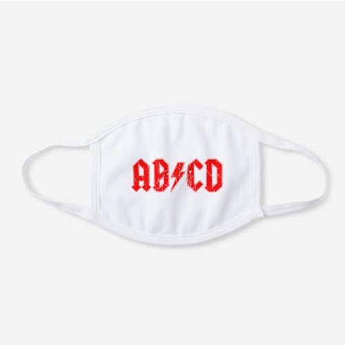 ABCD rock music funny symbol fake acdc joke school White Cotton Face Mask