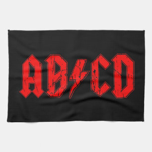 ABCD rock music is a symbol fake acdc joke school Kitchen Towel