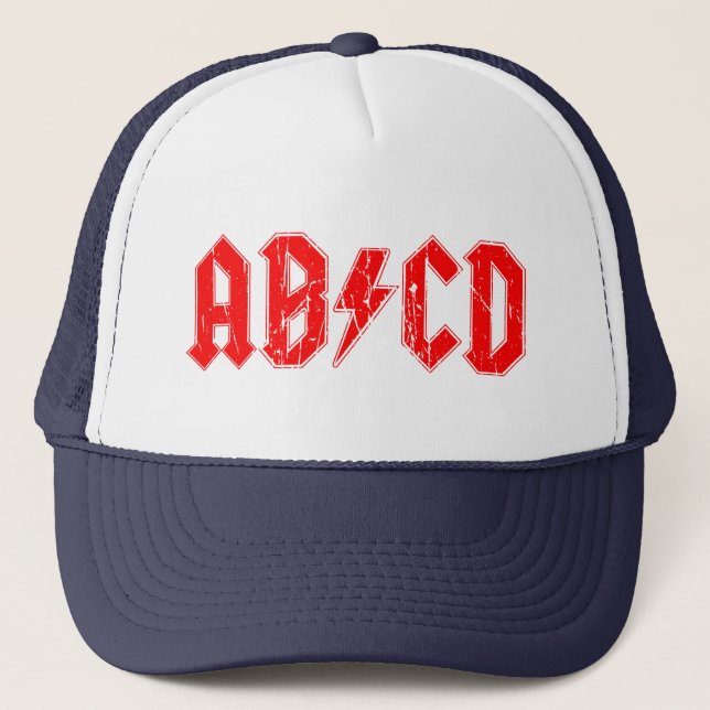 ABCD rock music is a symbol fake acdc joke school Trucker Hat (Front)