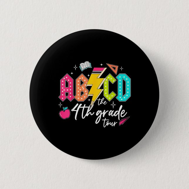 Abcd The 4th Grade Tour Pencil Lightning Rock Boys Button (Front)