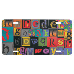 ABCDEFG -- The Alphabet in Crazy Fonts License Plate