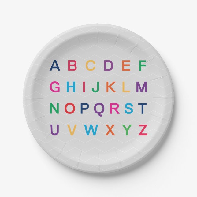 ABC's Alphabet learning colorful ABC letters Paper Plates (Front)