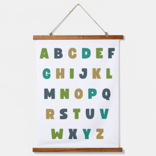 ABC's. alphabet letters. Wood Topped Wall Tapestry