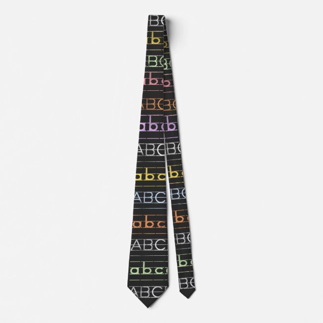 ABCs Alphabet Pattern Design Men's Neck Tie (Front)