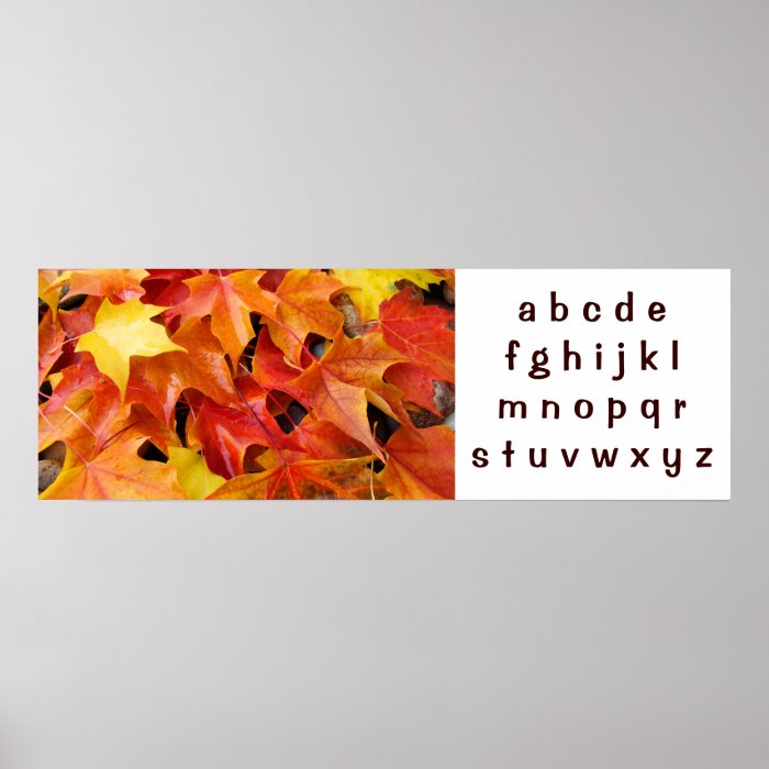 ABC's art poster banner Autumn Leaves Alphabet