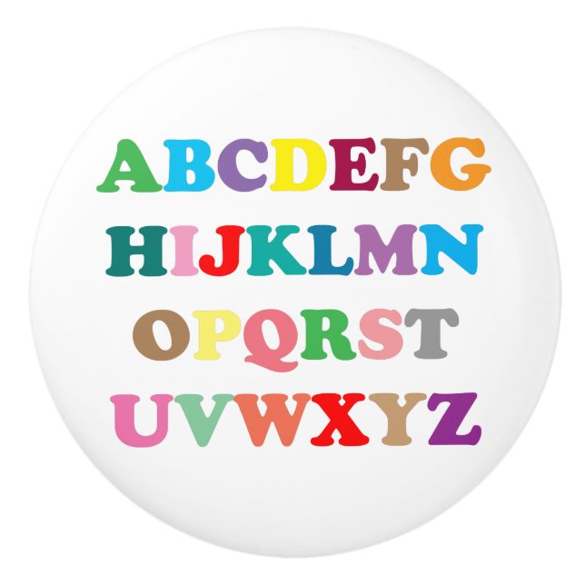ABC's colorful lettering Ceramic Knob (Front)