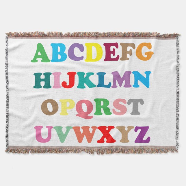 ABC's colorful lettering Throw Blanket (Front)