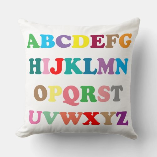ABCs colorful lettering Throw Pillow