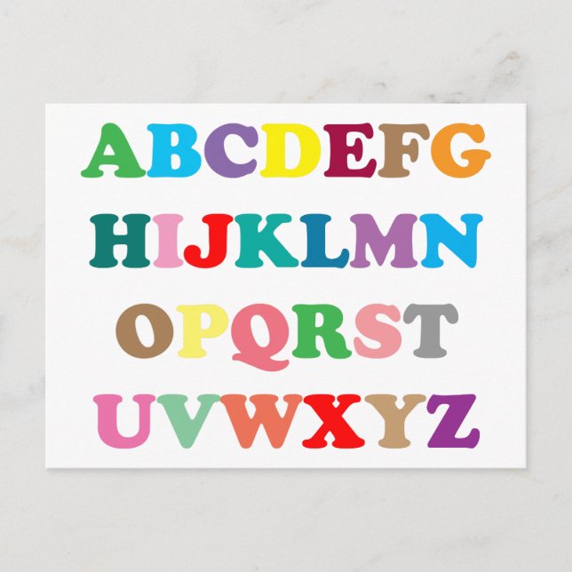 ABC's colorful letters Postcard (Front)