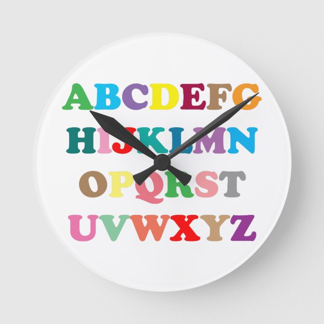 ABC's colorful letters Round Clock (Front)