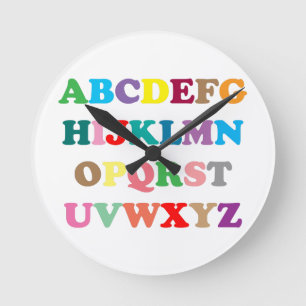 ABC's colorful letters Round Clock