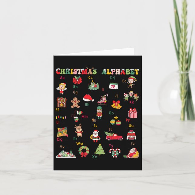 Abcs Learning Kindergarten Teacher Christmas Light Card (Front)