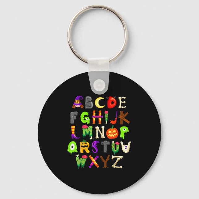 Abcs Learning Kindergarten Teacher Funny Halloween Keychain (Front)