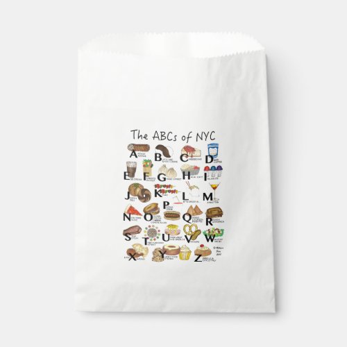 ABCs of NYC Iconic New York City Foods Alphabet Favor Bag