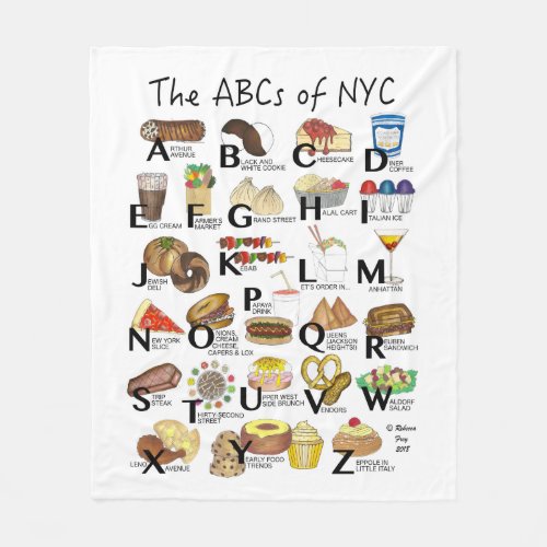 ABCs of NYC Iconic New York City Foods Alphabet Fleece Blanket