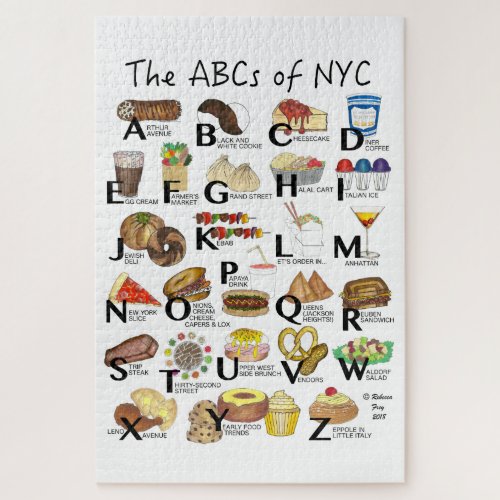 ABCs of NYC Iconic New York City Foods Alphabet Jigsaw Puzzle