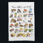 ABCs of NYC Iconic New York City Foods Alphabet Kitchen Towel<br><div class="desc">Design features an original marker illustration of the ABCS OF NYC, highlighting all of the classic foods of New York City. Foods include: A - Arthur Avenue (cannoli) B - Black & white cookie C - Cheesecake D - Diner coffee E - Egg cream F - Farmer’s market (bag of...</div>