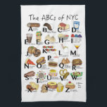 ABCs of NYC Iconic New York City Foods Alphabet Kitchen Towel<br><div class="desc">Design features an original marker illustration of the ABCS OF NYC, highlighting all of the classic foods of New York City. Foods include: A - Arthur Avenue (cannoli) B - Black & white cookie C - Cheesecake D - Diner coffee E - Egg cream F - Farmer’s market (bag of...</div>