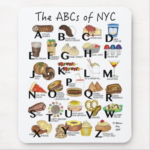 ABCs of NYC Iconic New York City Foods Alphabet Mouse Pad