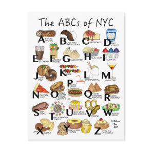 ABCs of NYC Iconic New York City Foods Alphabet Postcard