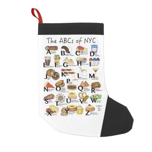 ABCs of NYC New York City Neighborhood Foods Small Christmas Stocking