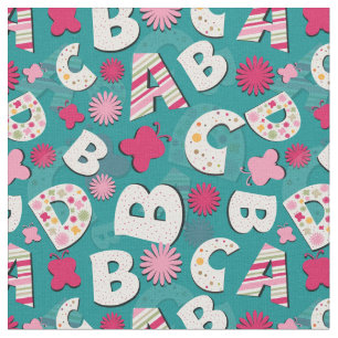 ABC's Pink & Blue Design Fabric
