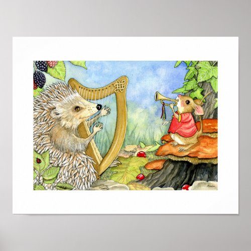 ABCs print _ Harcourt Hedgehog and his harp