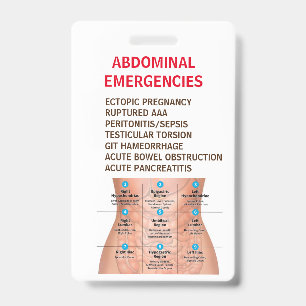 ABDOMINAL EMERGENCIES Reference Card - Double Side Badge