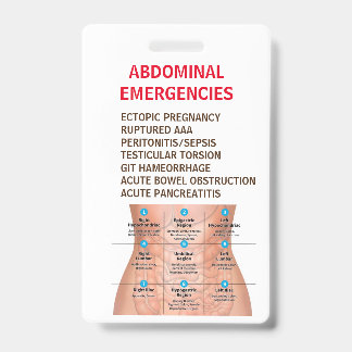 ABDOMINAL EMERGENCIES Reference Card - Double Side Badge