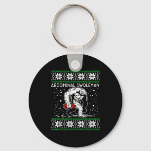 Abdominal Swoleman Yeti Fun Christmas Gym Weightli Keychain