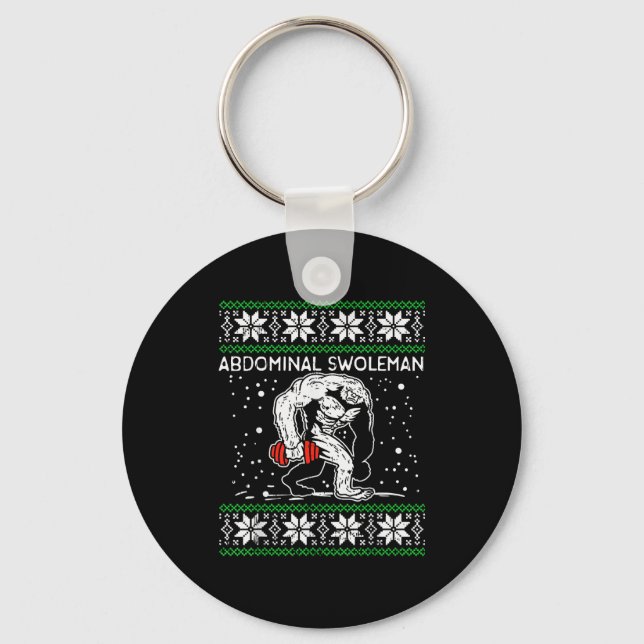 Abdominal Swoleman Yeti Fun Christmas Gym Weightli Keychain (Front)