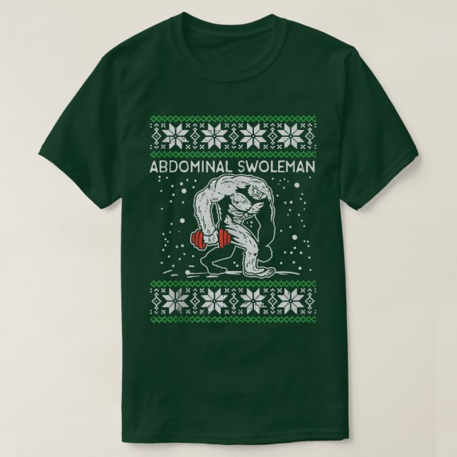 Abdominal Swoleman Yeti Fun Christmas Gym Weightli T-Shirt (Design Front)