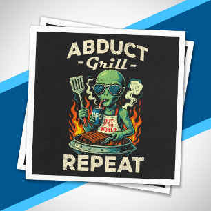 Abduct Grill Repeat Retro BBQ Cookout Funny Alien Napkins