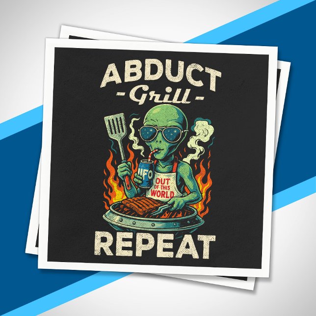 Abduct Grill Repeat Retro BBQ Cookout Funny Alien Napkins (Creator Uploaded)