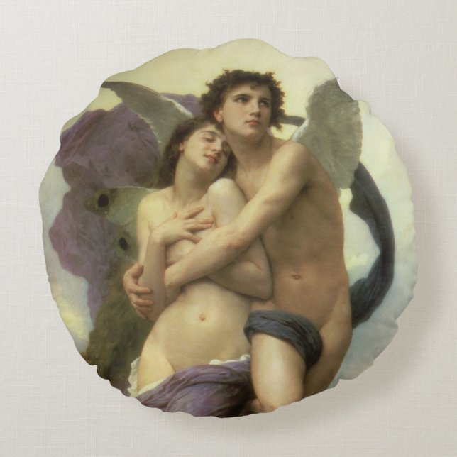 Abduction (aka Ravishment) of Psyche by Bouguereau Round Pillow (Back)