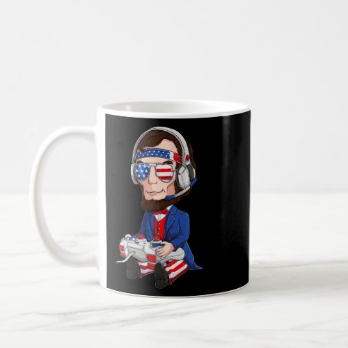 Abe Abraham Lincoln Gamer 4th Of July Usa Flag Kid Coffee Mug