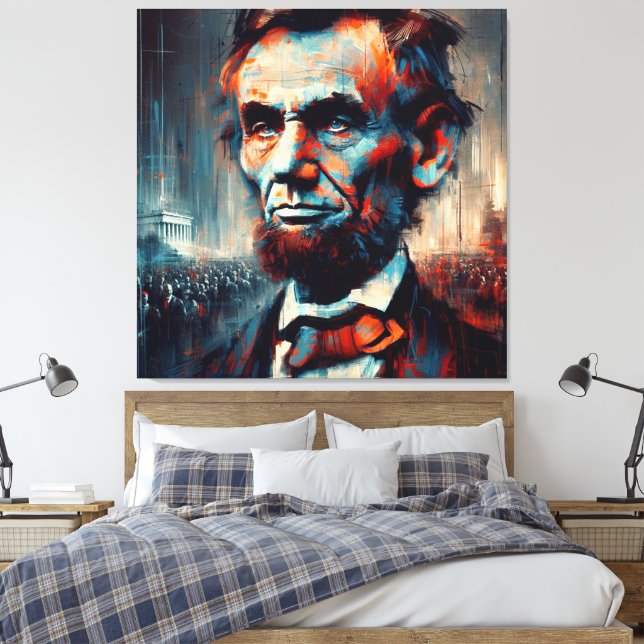 ABE LINCOLN 16TH U.S PRESIDENT CANVAS PRINT (Insitu(Bedroom))