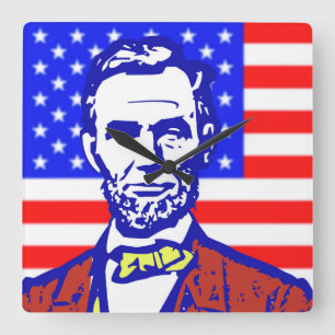 ABE LINCOLN 3 SQUARE WALL CLOCK